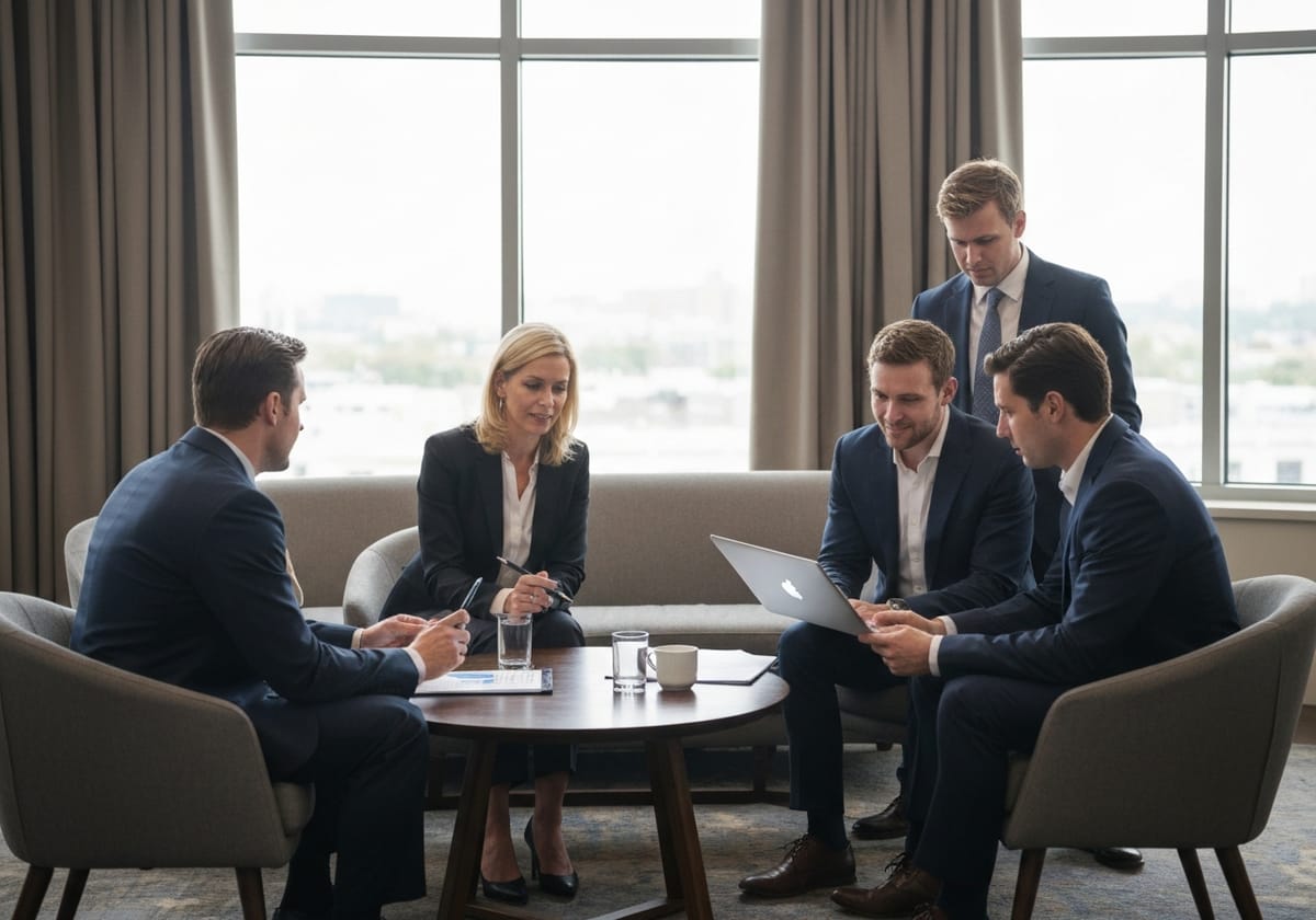 Digital banking interface on screens with financial analytics